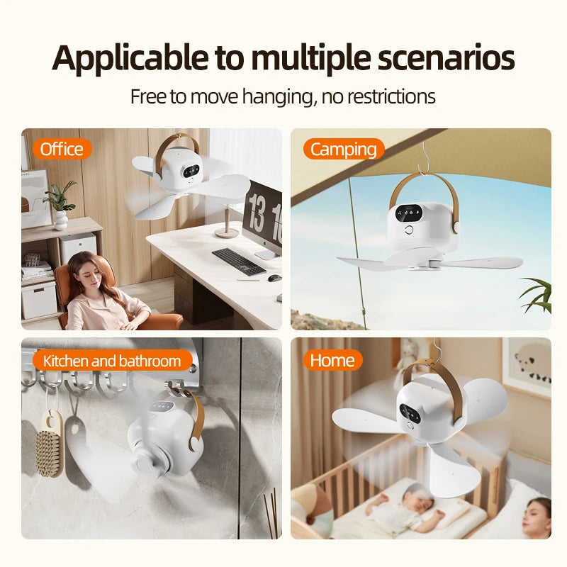 Mini Ventilador de Techo Portátil para Acampar