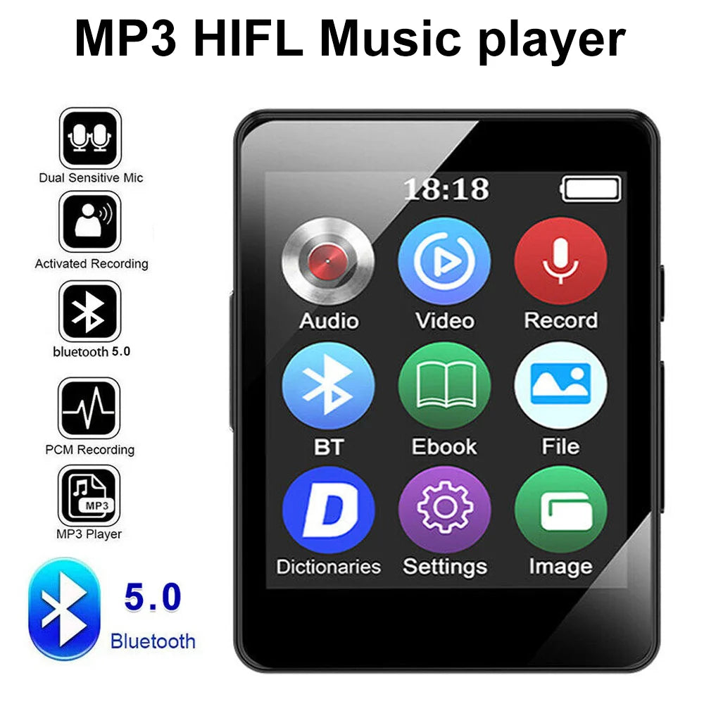 Reproductor MP3 HiFi Portátil con Bluetooth y Pantalla TFT Radio FM