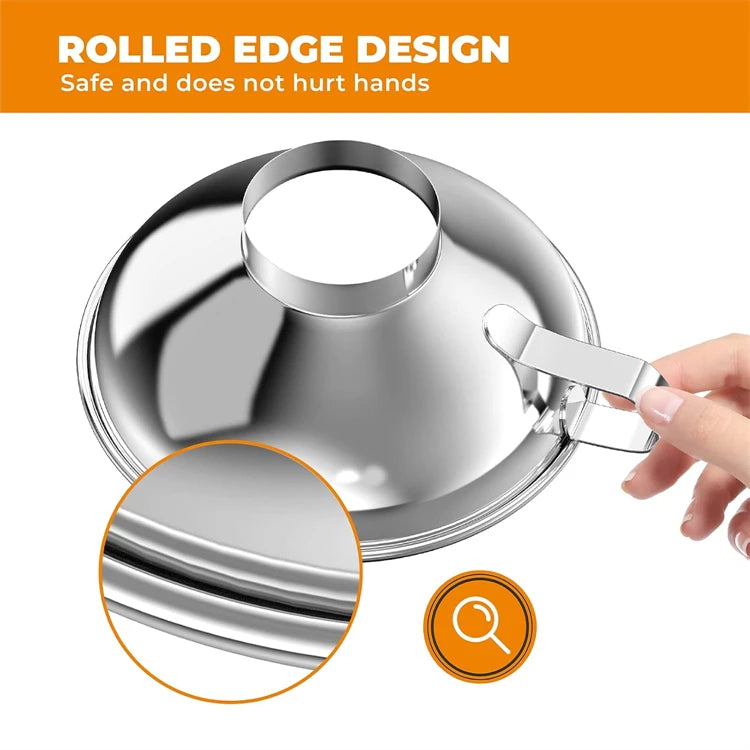 LMETJMA Embudo para enlatar, embudos metálicos grandes para cocina, para llenar tarros Mason, embudos de boca ancha de acero inoxidable, utensilios de cocina