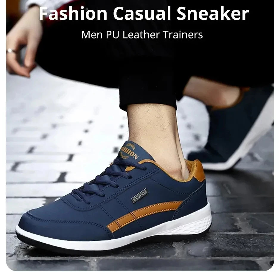 Zapatillas de deporte para hombre, zapatos deportivos informales, zapatos de cuero para caminar al aire libre para hombre, fondo suave para las cuatro estaciones