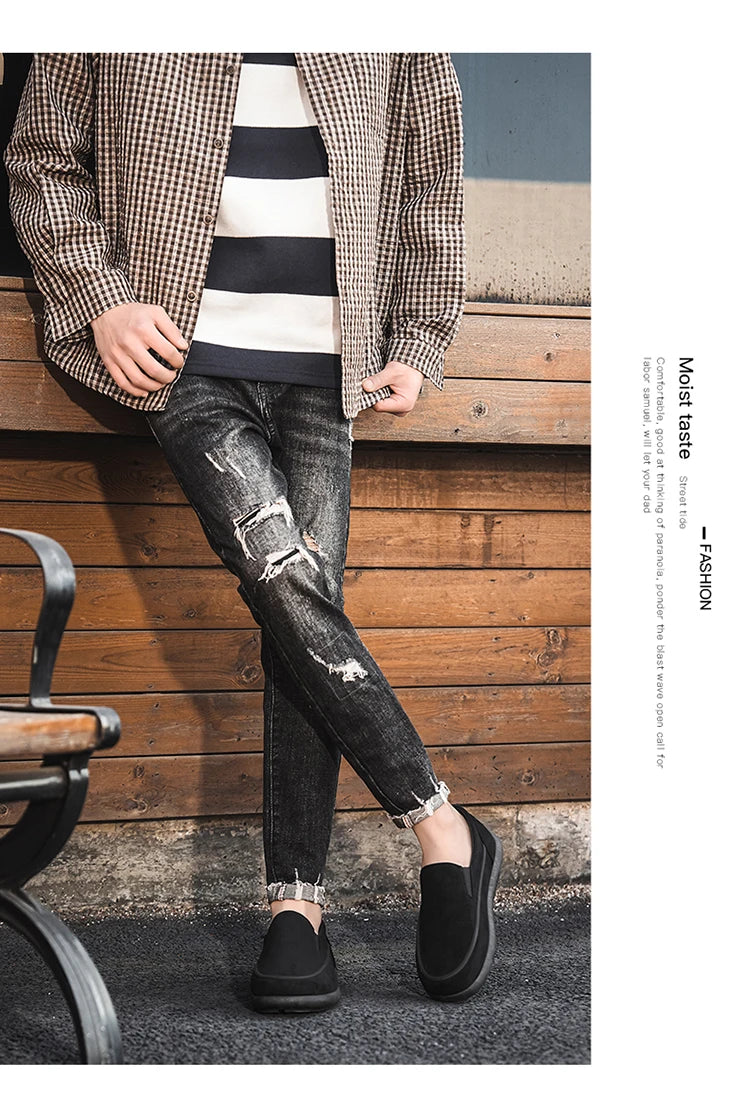 Zapatillas sin cordones para hombre, transpirables, modernas, versátiles, informales, mocasines, zapatos cómodos para conducir, mocasines ligeros
