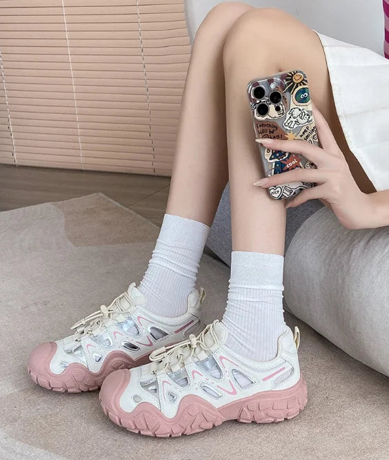 Zapatillas de Senderismo para Mujer |   Zapatos Casuales con Suela Gruesa |   Parte superior de malla transpirable, perfecta para la calle en primavera y aventuras al aire libre.