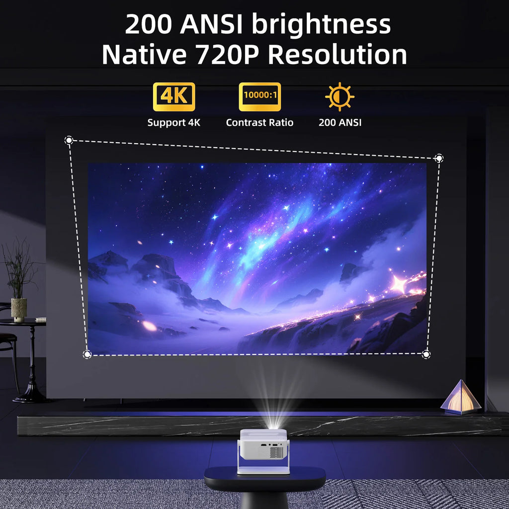 Proyector Xnano HA109 4K Android 11 Wifi6 Dual 200ANSI Allwinner H723 BT5.0 720P 1280*720P Cine en Casa Proyector para Exteriores