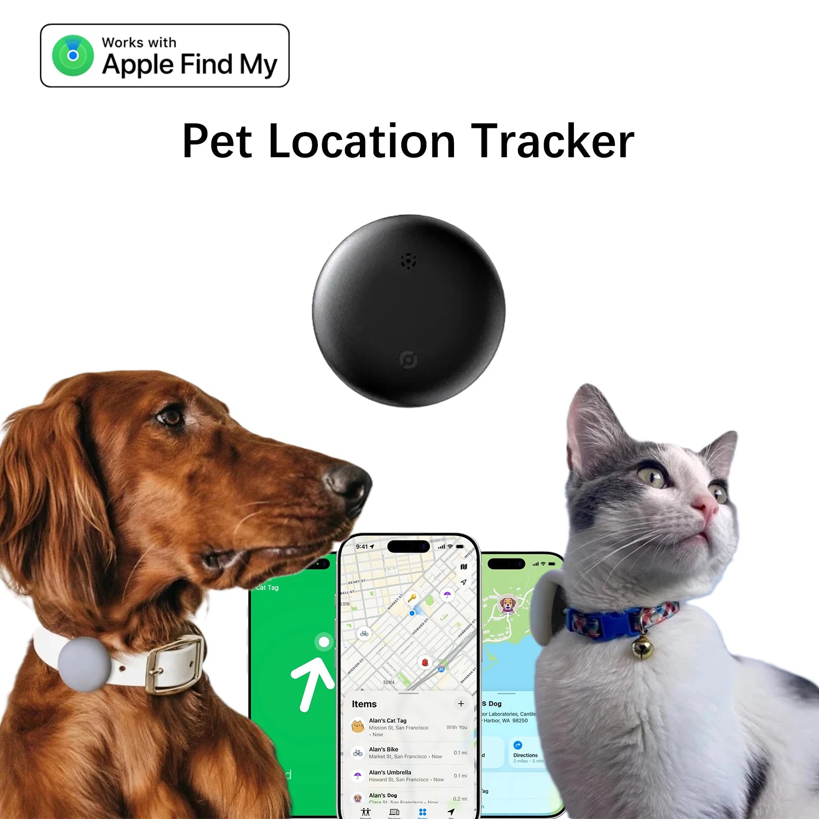 Rastreador Bluetooth para Mascotas Compatible con Apple Find My