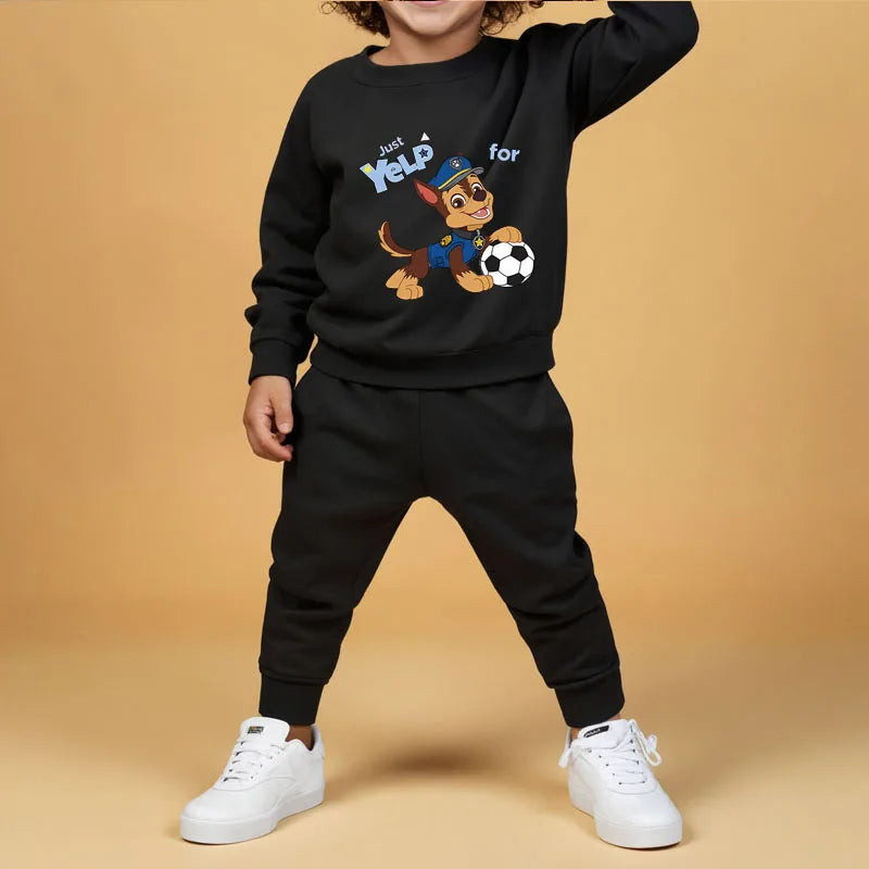 PAW Patrol primavera otoño niños jersey con cuello redondo y pantalón de chándal conjunto de dos piezas sudaderas con capucha casuales para niños conjuntos de ropa deportiva para niños traje