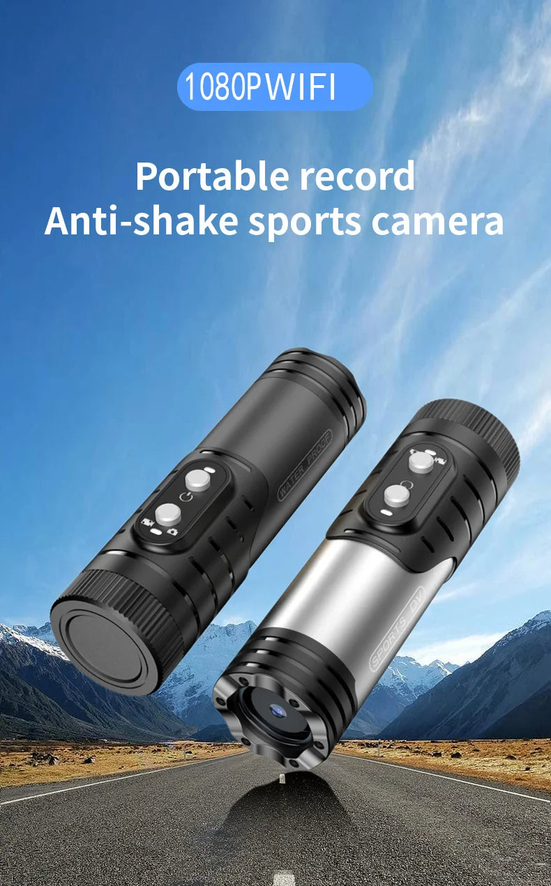 Cámara de acción FHD 1080P WiFi para bicicleta y casco, impermeable IP66