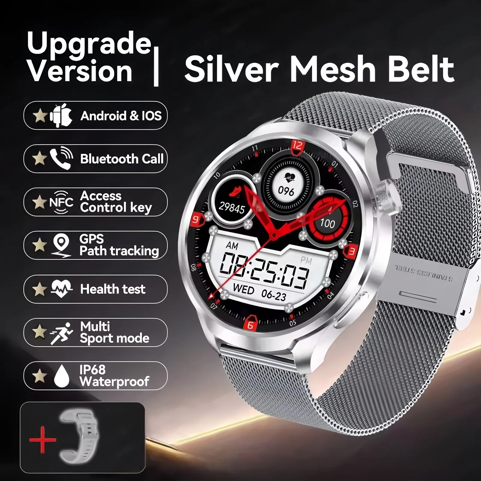 Smartwatch Deportivo GPS para Hombre, Pantalla AMOLED 1.85 Pulgadas