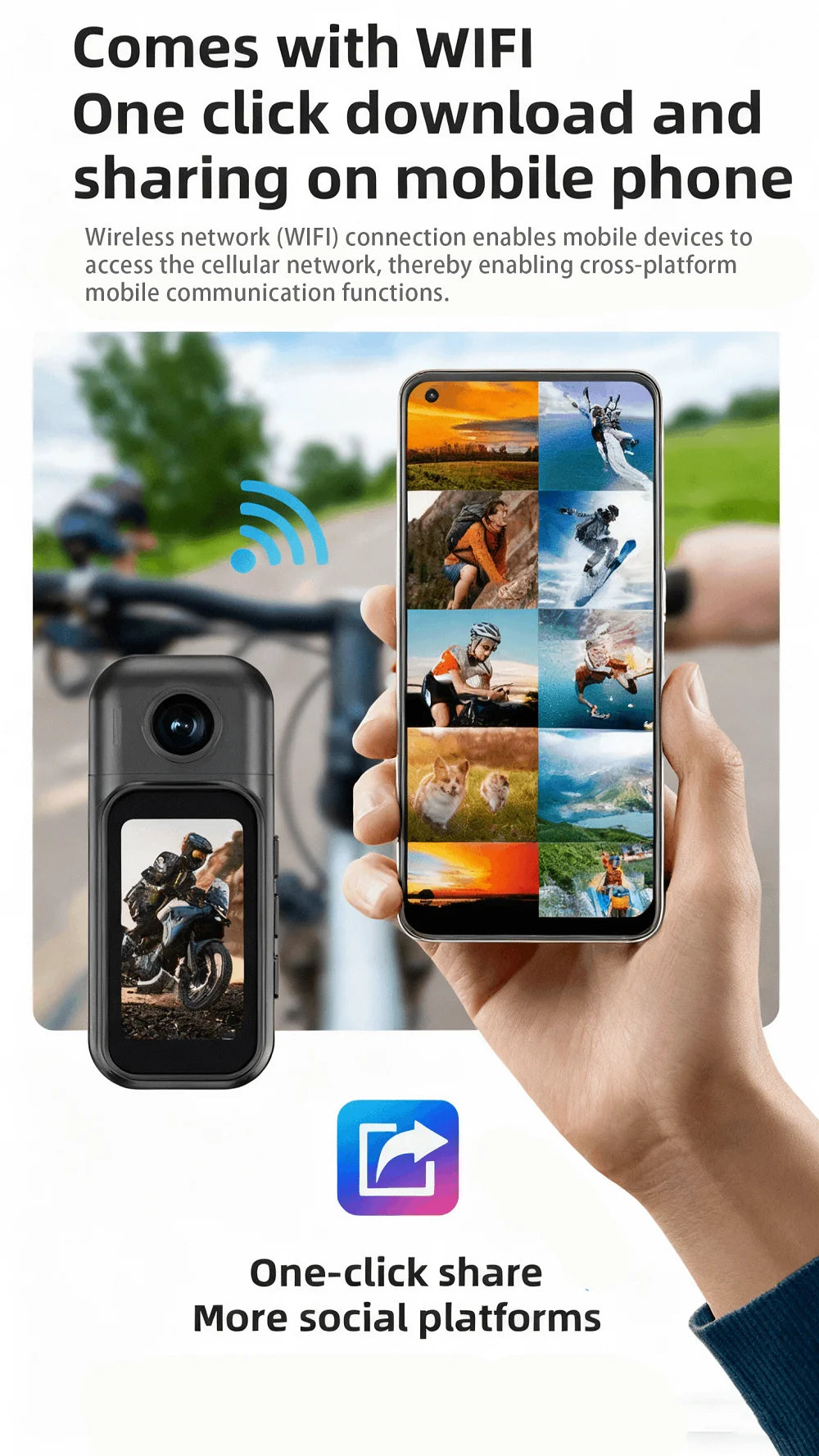 Cámara corporal 1080P con pantalla táctil, lente giratoria y resistente al agua
