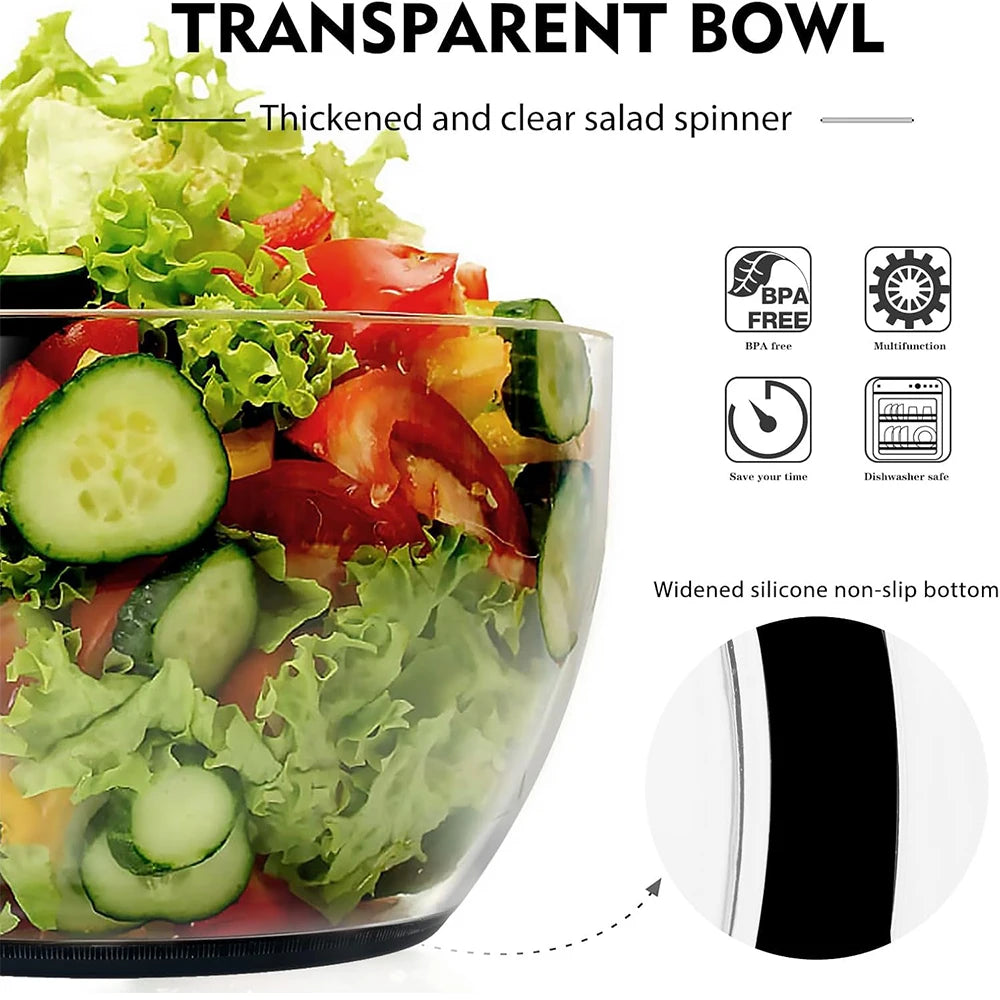 LMETJMA-espeador de ensalada de 6,3 QT, secador de lechuga grande, Spinner de una sola mano, fácil de presionar, secador de verduras grande, mezclador de ensalada, lavadora JT251