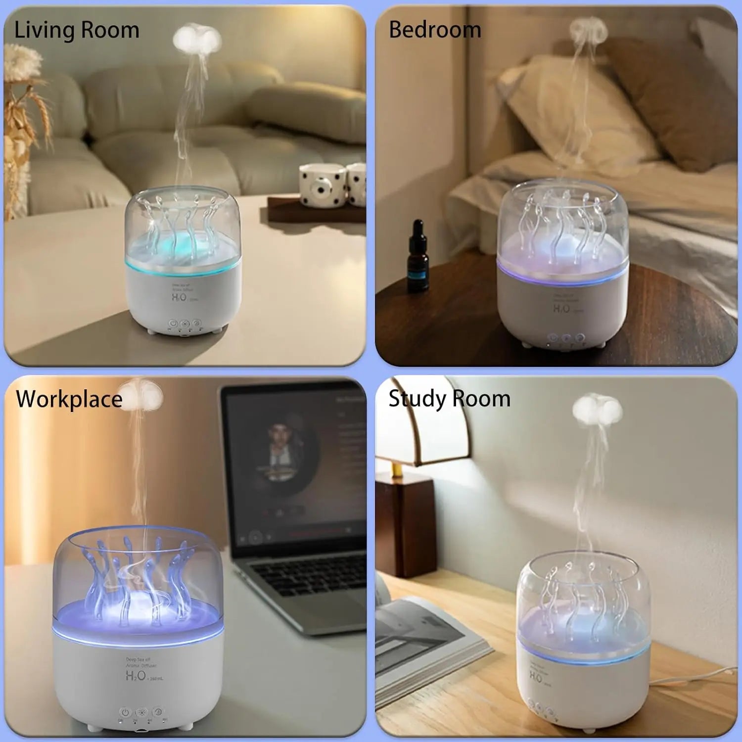 Humidificador de aire para dormitorio, difusores de aromaterapia ultrasónicos giratorios de hierba marina de 280ML, generador de niebla, aroma de aceite esencial de fragancia