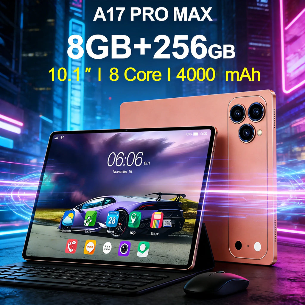 Tablet A17 Pro Max de Alta Calidad, 8+256 GB, Pantalla FHD de 10.1 Pulgadas, Tablet Android para Niños, Adultos, Uso en el Hogar y la Oficina