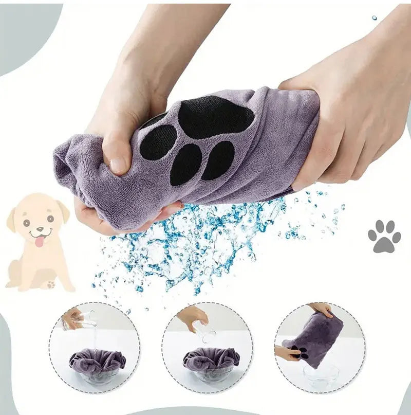 Toalla de baño de microfibra para mascotas, 35x75cm/50x100cm, bordada, súper suave, absorbente, para gatos y perros, suministros de aseo