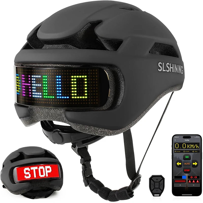 Casco de Bicicleta Ajustable con LED para Hombres y Mujeres, Casco de Ciclismo de Seguridad para Bicicleta de Montaña y Carretera con Pantalla LED