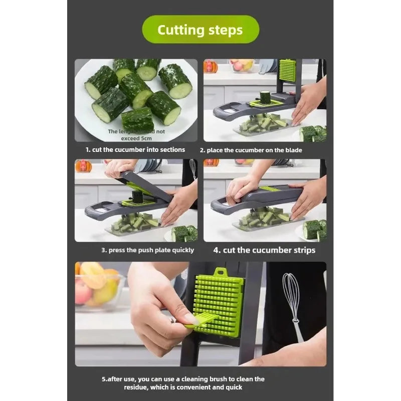 Cortador y rebanador multifuncional de verduras con caja de almacenamiento