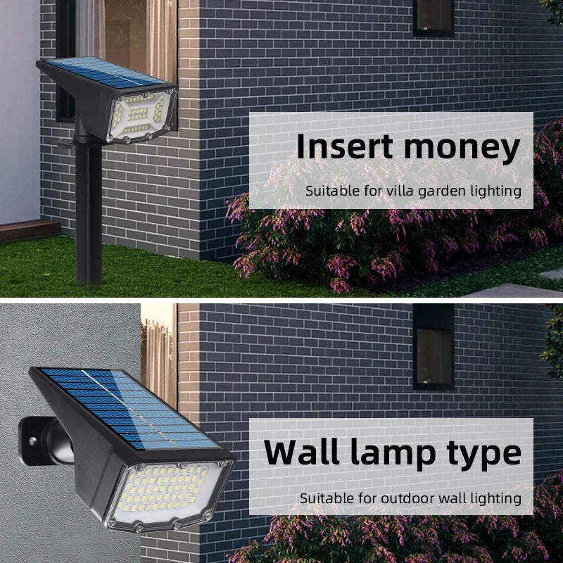Lámpara Solar 53LED con energía Solar, foco Solar ajustable en el suelo IP65, luz de pared de paisaje impermeable, iluminación exterior, 1/2 Uds.