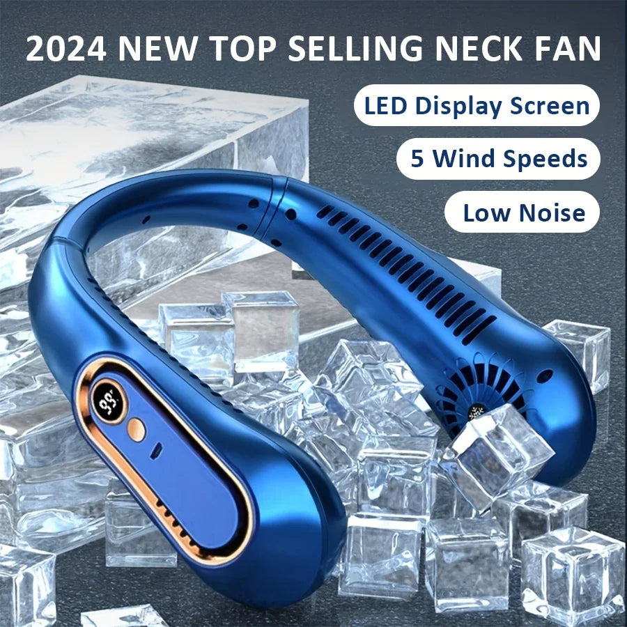 Ventilador de Cuello Portátil Sin Aspas con Pantalla LED
