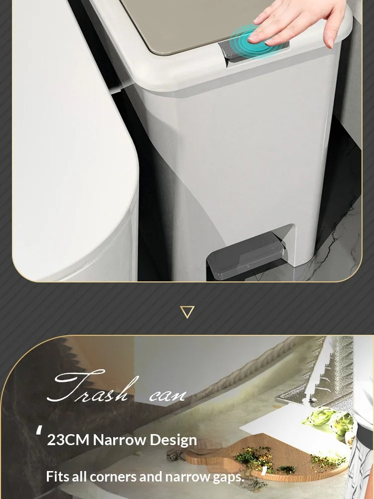 Cubo de basura con tapa doble, gran capacidad para cocina, baño, sala de estar, cubo de basura antiolores para el hogar, 1 ud.