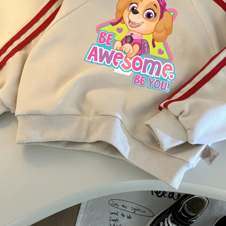 Chándal informal con estampado de Paw Patrol para niña, sudaderas con capucha y pantalones largos con cuello redondo, conjunto de pantalones a rayas laterales de dos piezas para niño 2026