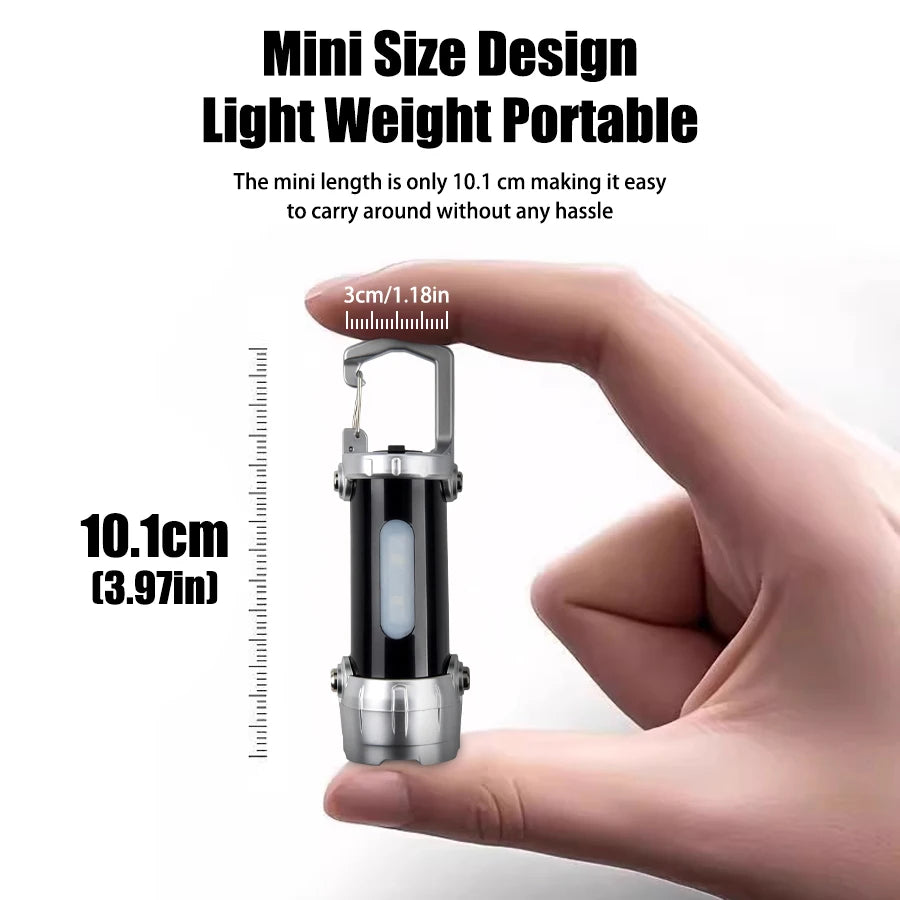 Mini Linterna LED COB Recargable USB con Imán Camping Emergencia