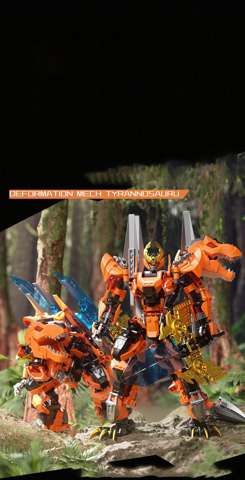 Bloques de construcción para niños, juguete de ladrillos para armar dinosaurio Mecha rex, serie F5-A0007, 2 en 1