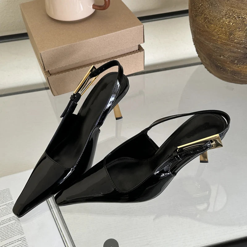 Zapatos de Tacón Alto y Fino para Mujer con Hebilla y Punta Estrecha
