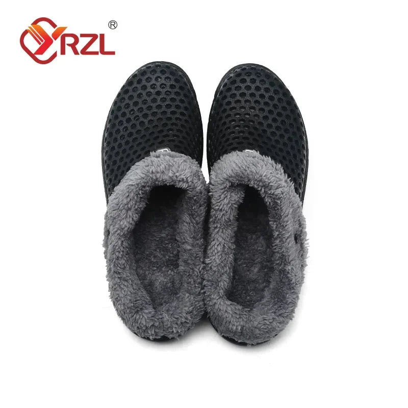 YRZL Zapatillas de invierno para hombre y mujer, zapatos cálidos para interiores, Pantoffels de algodón antideslizantes, zuecos informales, zapatillas de suelo para casa sin cordones para hombre