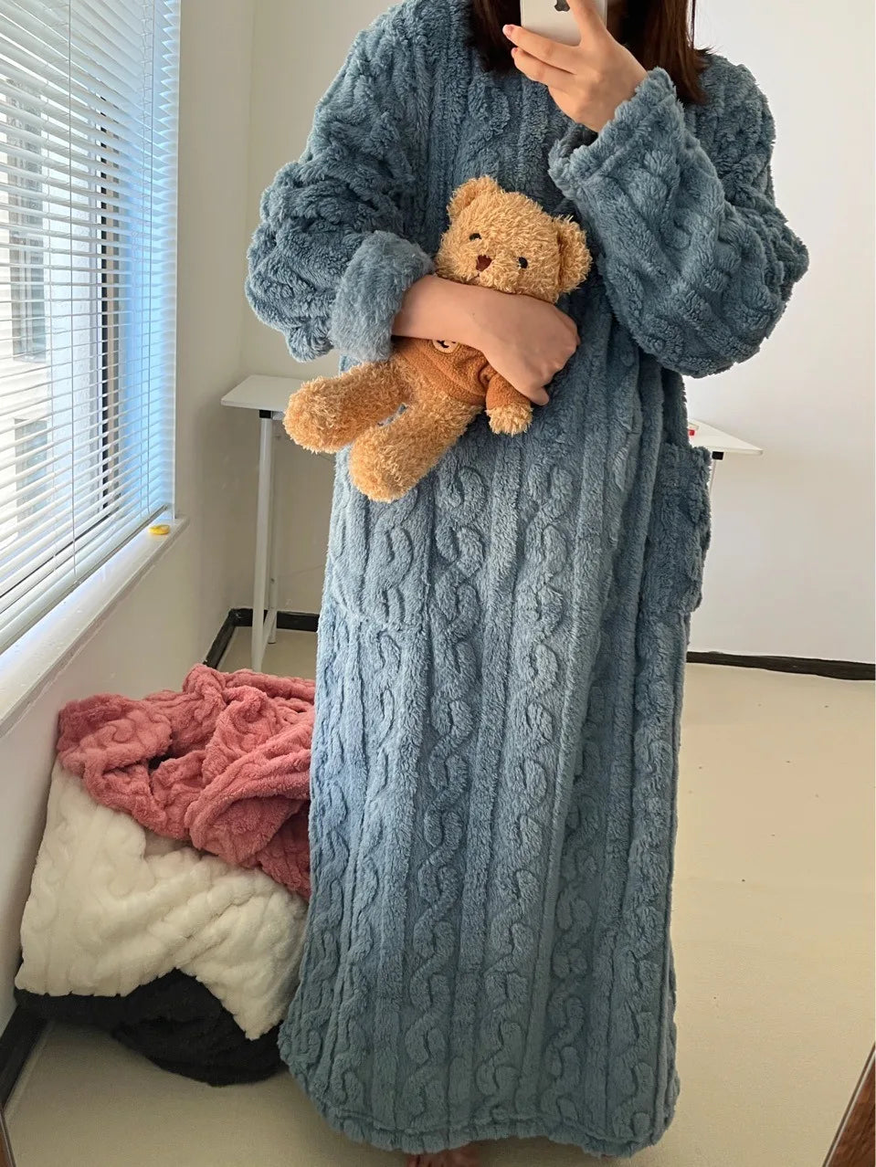 Pijama Polar de Mujer Talle Grande – Franela con Rayas