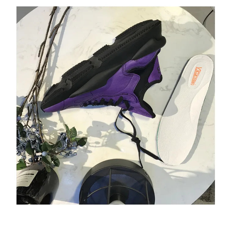 Zapatillas de Deporte con Suela Gruesa para Hombre y Mujer, Estilo Dad Shoes, Color Morado Intenso Black Knight, de Moda, de Caña Alta