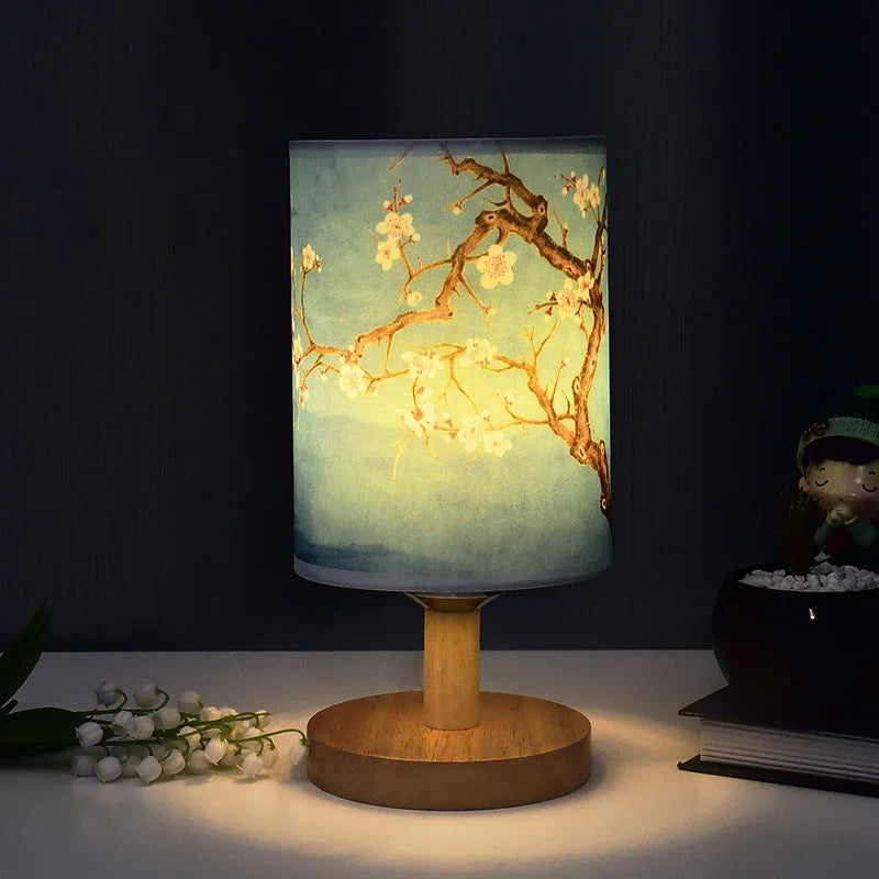 Lámparas de mesa de decoración cuadrada LED, estilo chino Simple, regulable, enchufe europeo, luz nocturna, pantalla de tela, luces de noche para dormitorio