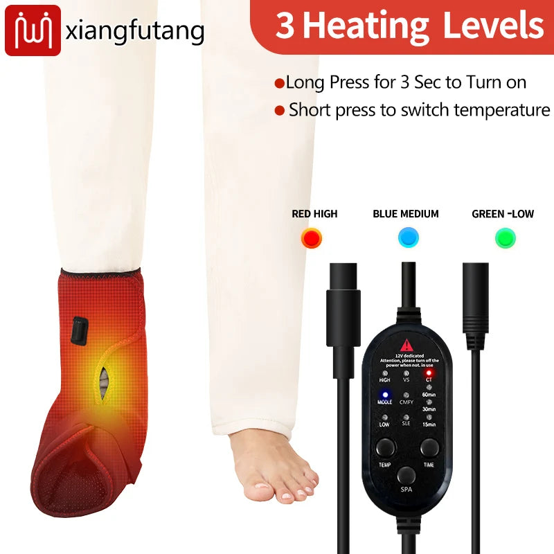 Masajeador de pies eléctrico con calor y vibración, para recuperación, terapia de calor, alivio del dolor, lesiones deportivas, calidez de las articulaciones, temporizador de 3 niveles