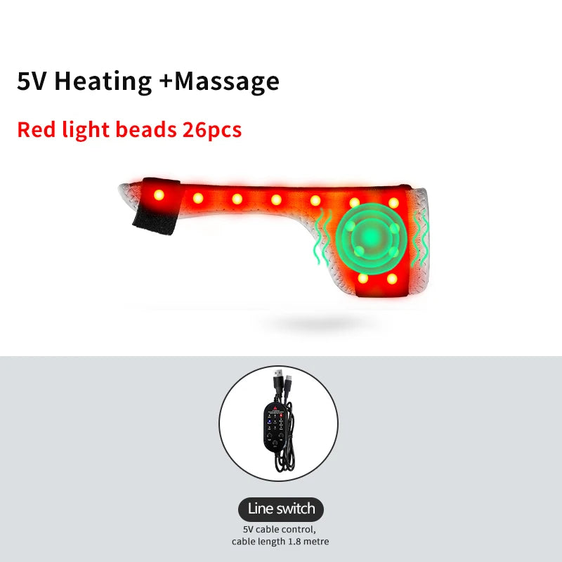 Masajeador vibratorio con soporte para pulgar, calefacción eléctrica con luz roja, alivia el dolor de muñeca y la fatiga, alivia la tenosinovitis