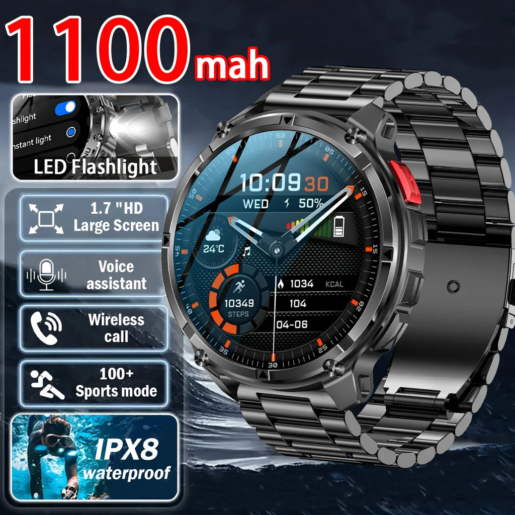 Reloj Inteligente HT33 con Linterna LED, Batería 1100mAh y Llamadas Bluetooth