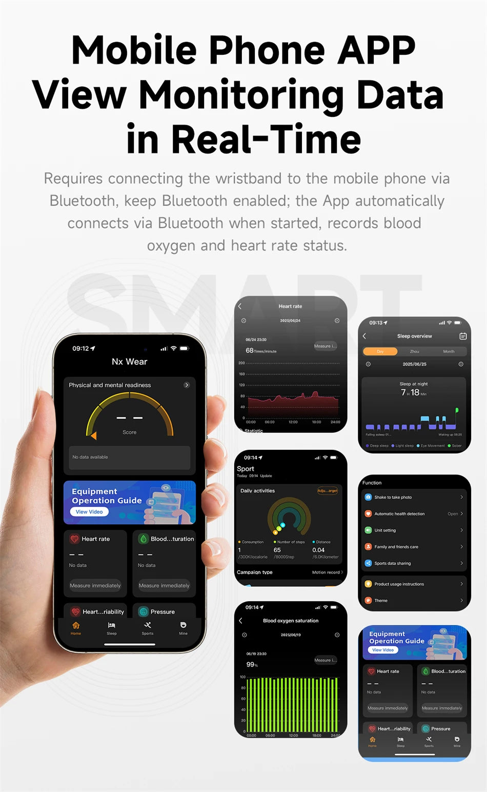 Pulsera Inteligente Deportiva Resistente al Agua IPX8 con Monitor de Salud