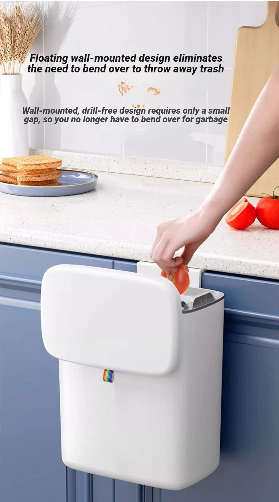 Cubo de basura Joybos para pared, 12 L con doble tapa sellada