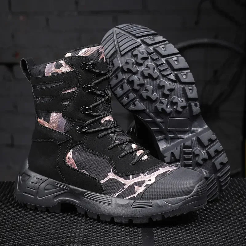 Botas tácticas de senderismo para hombre, caña alta, antideslizantes