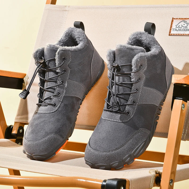 Botas de senderismo forradas de felpa para hombre, antideslizantes de invierno