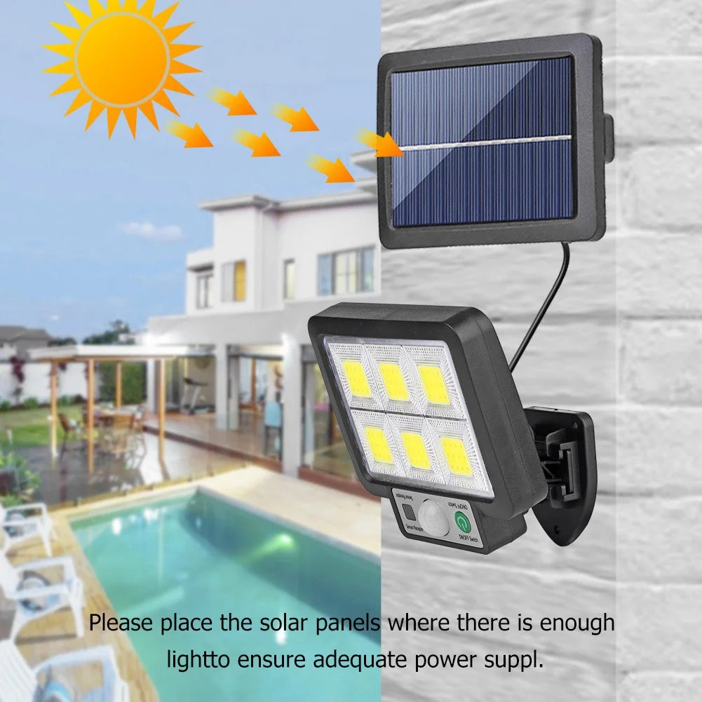Lámpara Solar LED COB con Sensor de Movimiento para Jardín