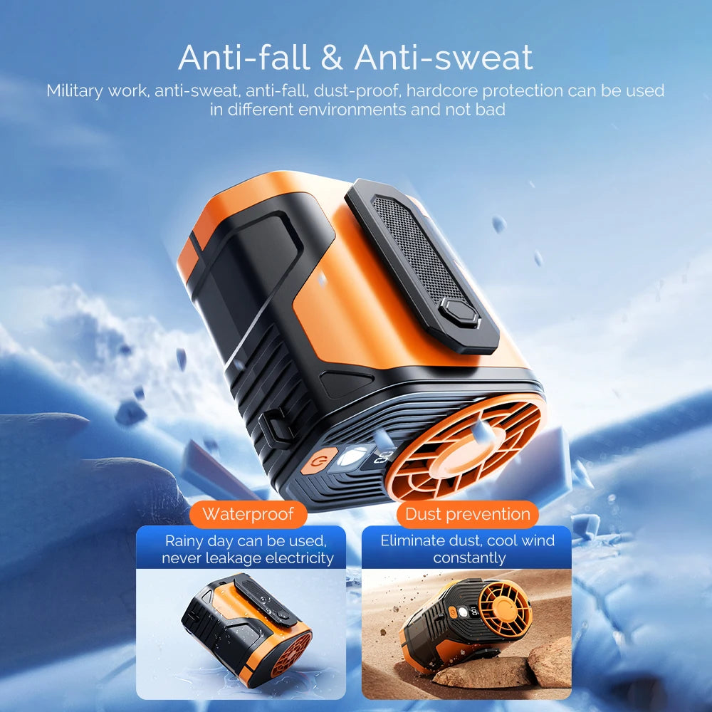 Ventilador portátil para colgar en la cintura, ventilador portátil con clip para la cintura para sitio de construcción al aire libre, luz nocturna para enfriar, Mini ventilador USB para colgar en el cuello