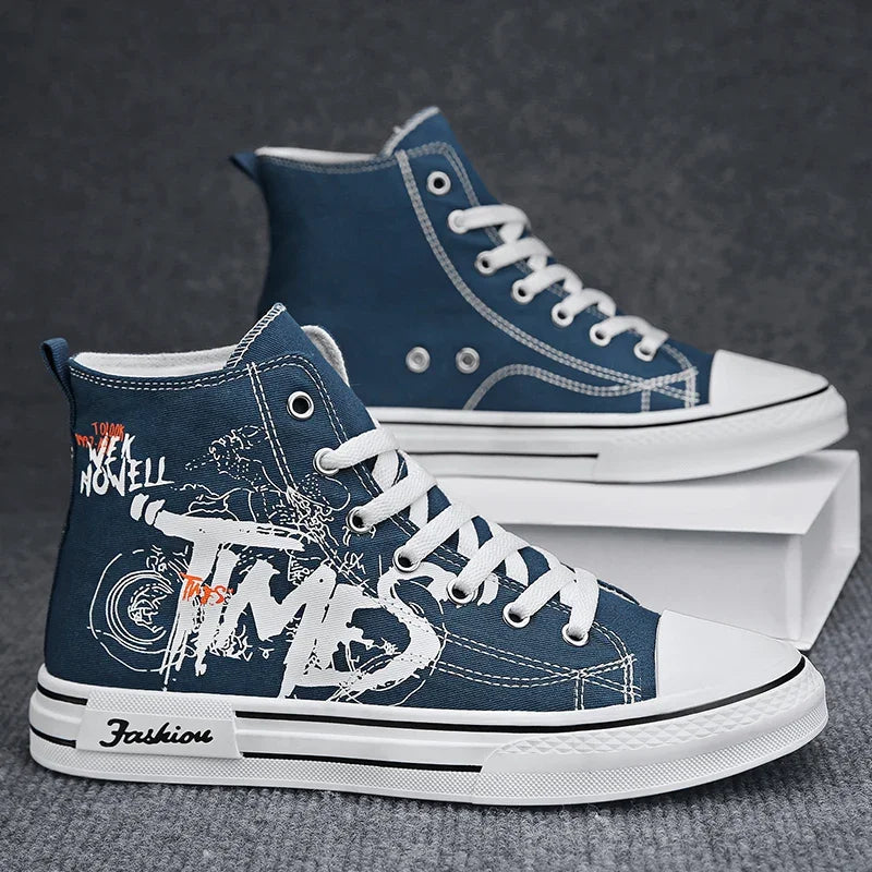 Zapatos de hombre, zapatos de lona vulcanizados, zapatillas altas, zapatos de plataforma informales transpirables, zapatillas deportivas para hombre, Tenis masculinos, zapatillas gruesas