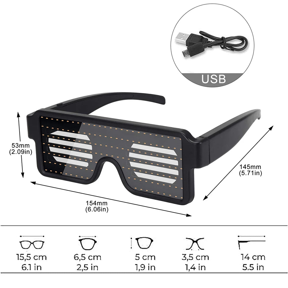 Gafas LED luminosas, gafas con luz, recargables por USB, gafas luminosas para Navidad, Halloween, festivales, disfraces, fiestas
