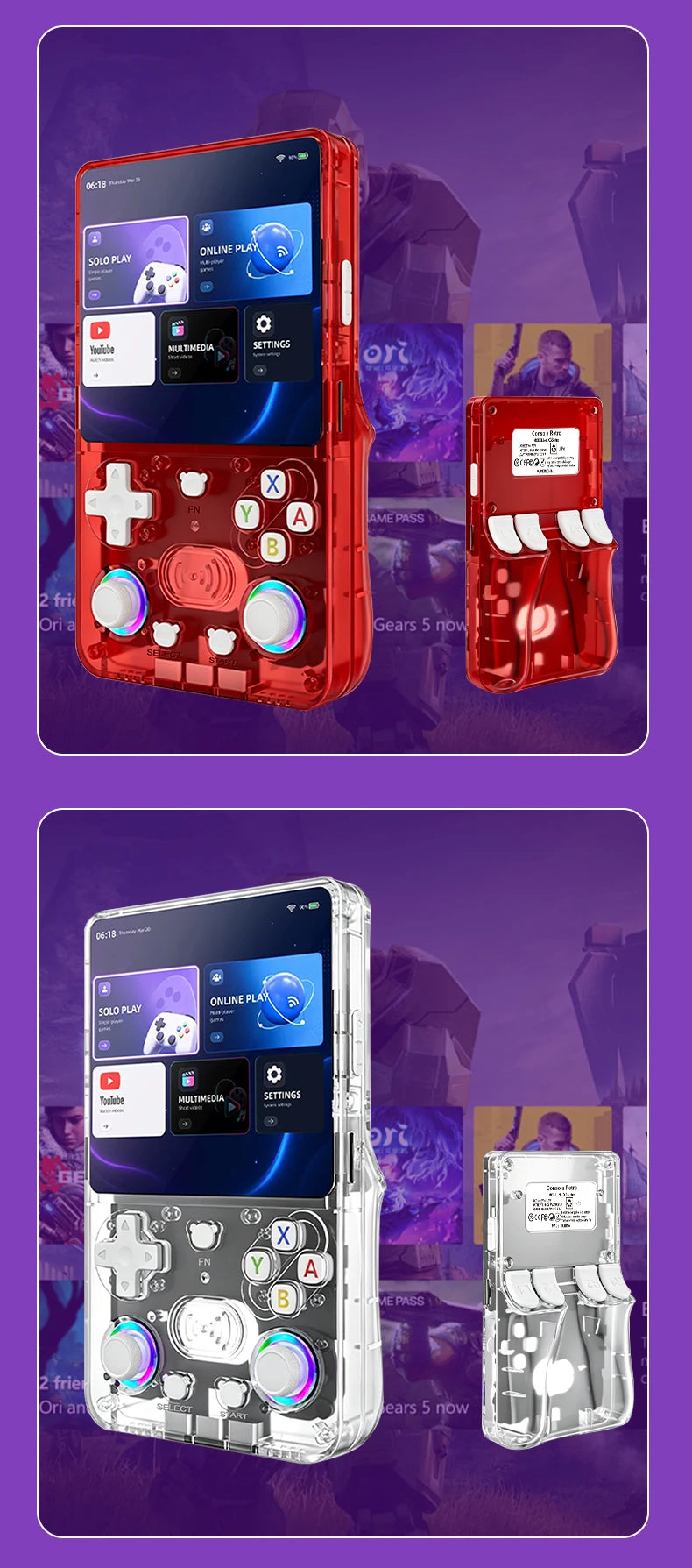 Consola de Juegos Retro X36 Ultra, Pantalla IPS HD de 4.2 Pulgadas, Sistema Dual Android 10, WiFi, Multijugador, Más de 20000 Juegos, Regalos