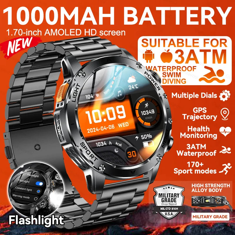 AK87 Reloj Inteligente GPS Linterna 3ATM