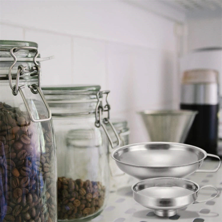 LMETJMA Embudo para enlatar, embudos metálicos grandes para cocina, para llenar tarros Mason, embudos de boca ancha de acero inoxidable, utensilios de cocina