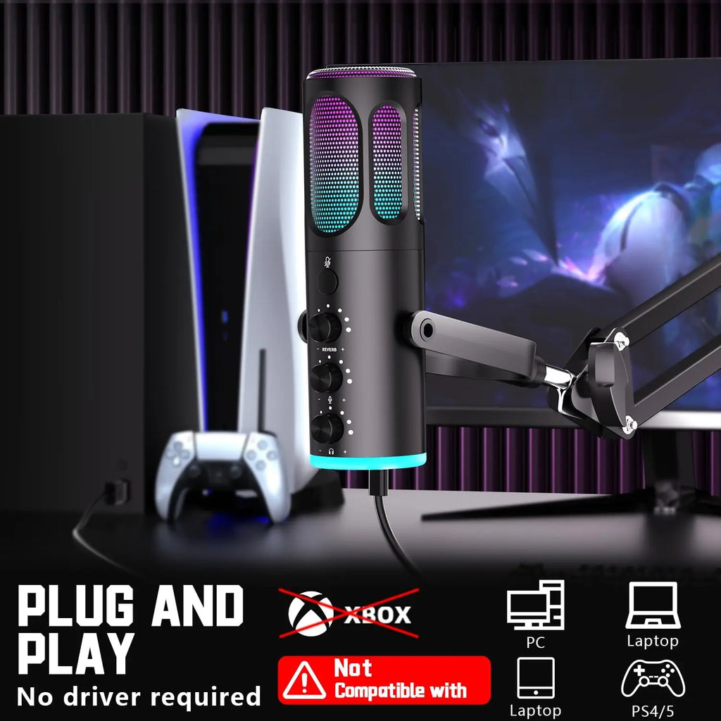 Micrófono USB Gaming PUPGSIS RGB con Brazo