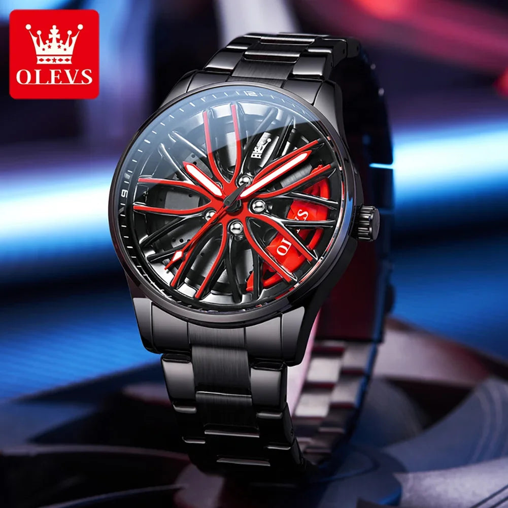 Reloj de Cuarzo OLEVS 9937 para Hombre con Esfera Giratoria de Acero