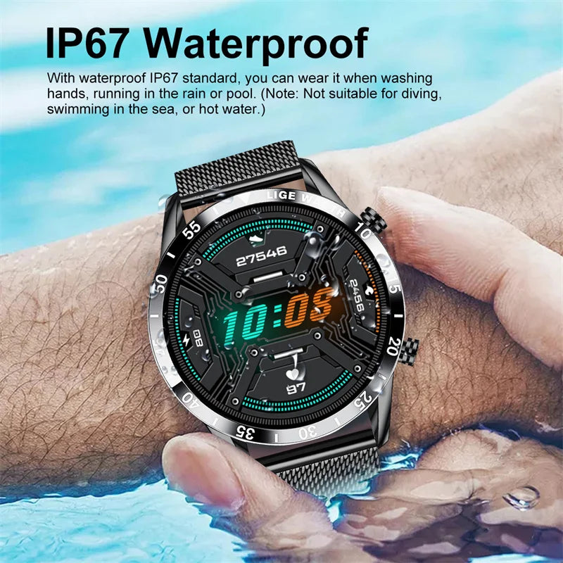 Smartwatch LIGE de lujo para hombre con llamadas Bluetooth y monitor de salud