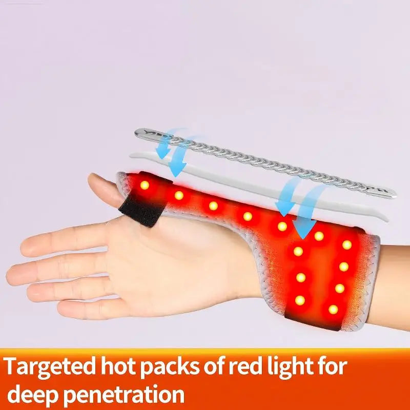 Masajeador vibratorio con soporte para pulgar, calefacción eléctrica con luz roja, alivia el dolor de muñeca y la fatiga, alivia la tenosinovitis