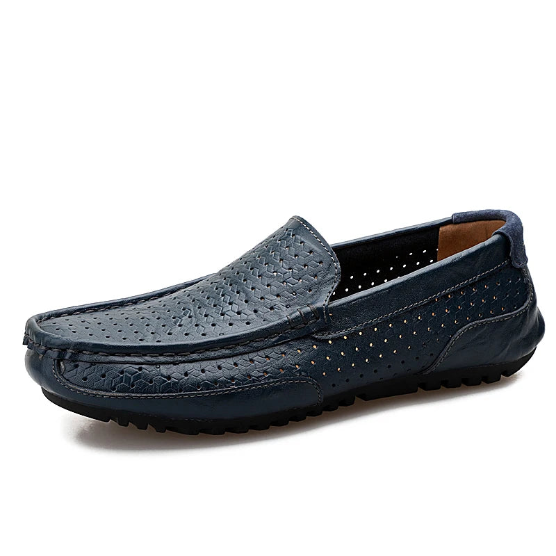 Zapatos Negros para Hombre 2026, Mocasines Casuales de Cuero Genuino, Marca de Lujo Italiana, Transpirables, Estilo Náutico