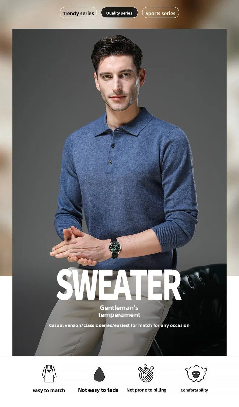 Suéter de Punto Antipilling para Hombre | Cuello Abotonado