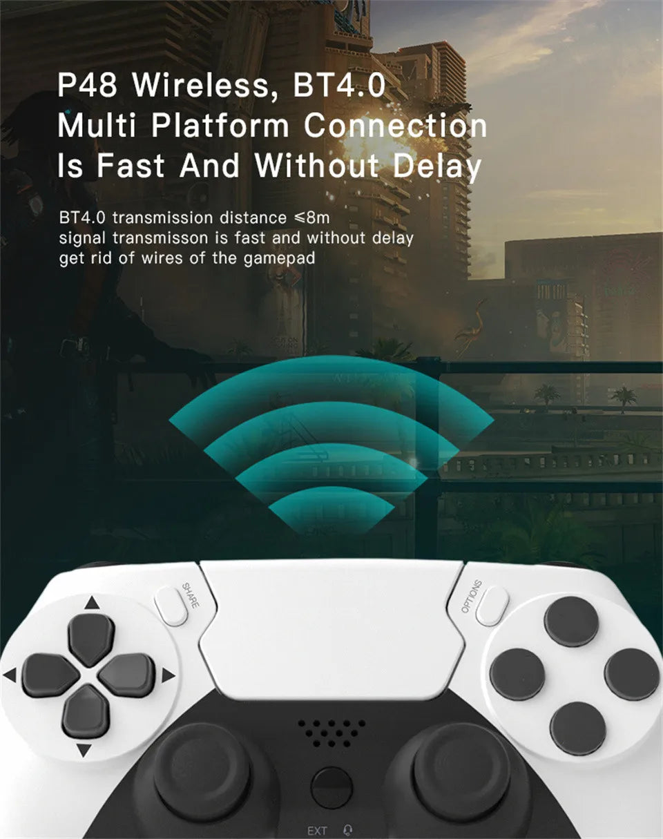 GAMINJA-mando inalámbrico con Bluetooth, doble vibración, 6 ejes, panel táctil, micrófono, puerto de auriculares para PS4, PS3, PC